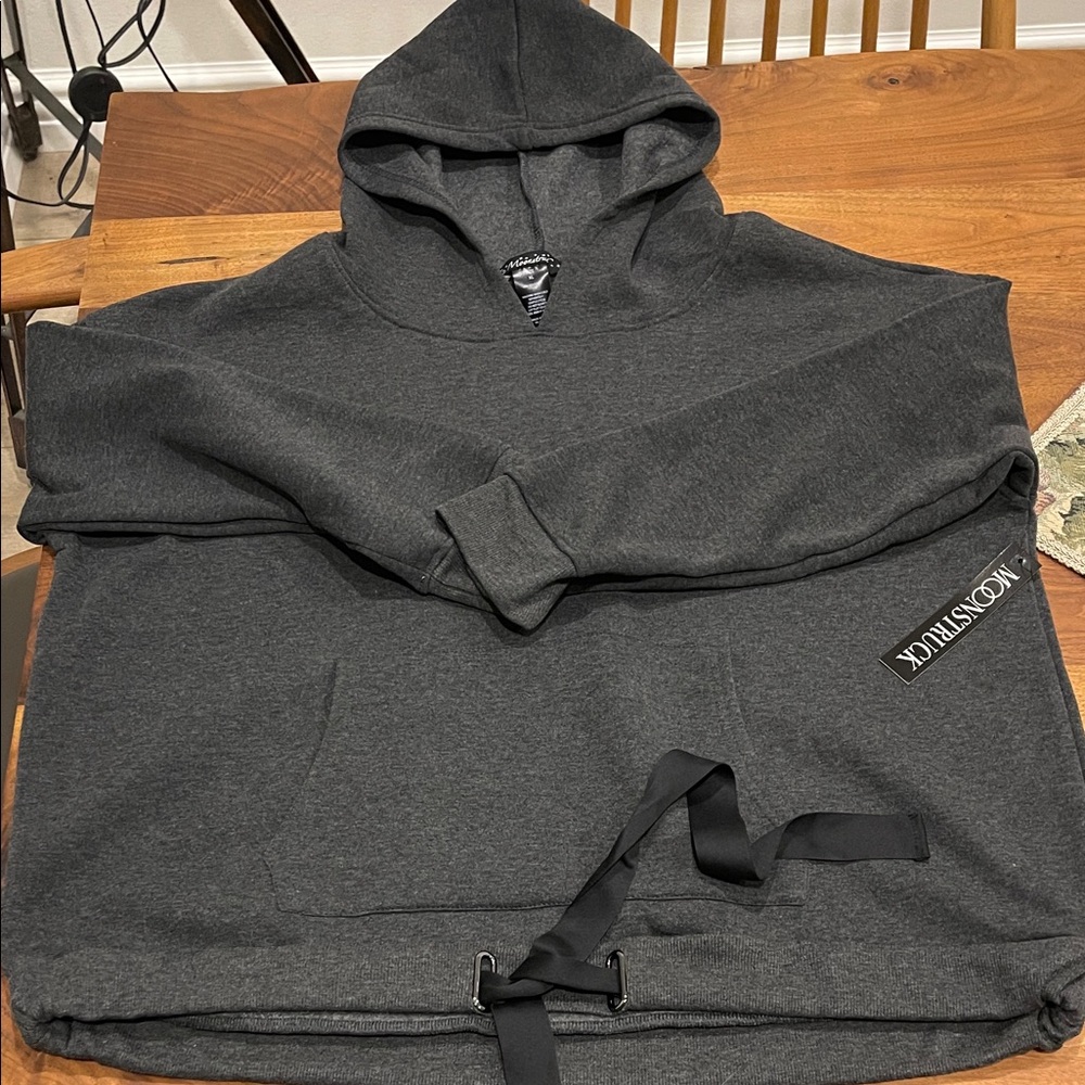 Moonstruck Charcoal Hoodie with Black Drawstring